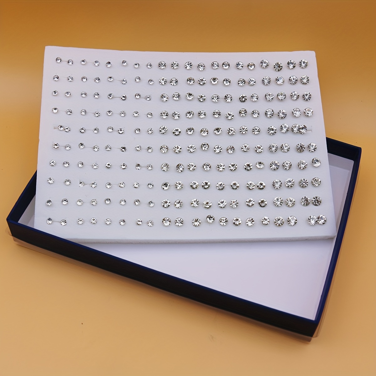 100 Pairs Colorful Rhinestones Plastic Glue Needle Earrings Set